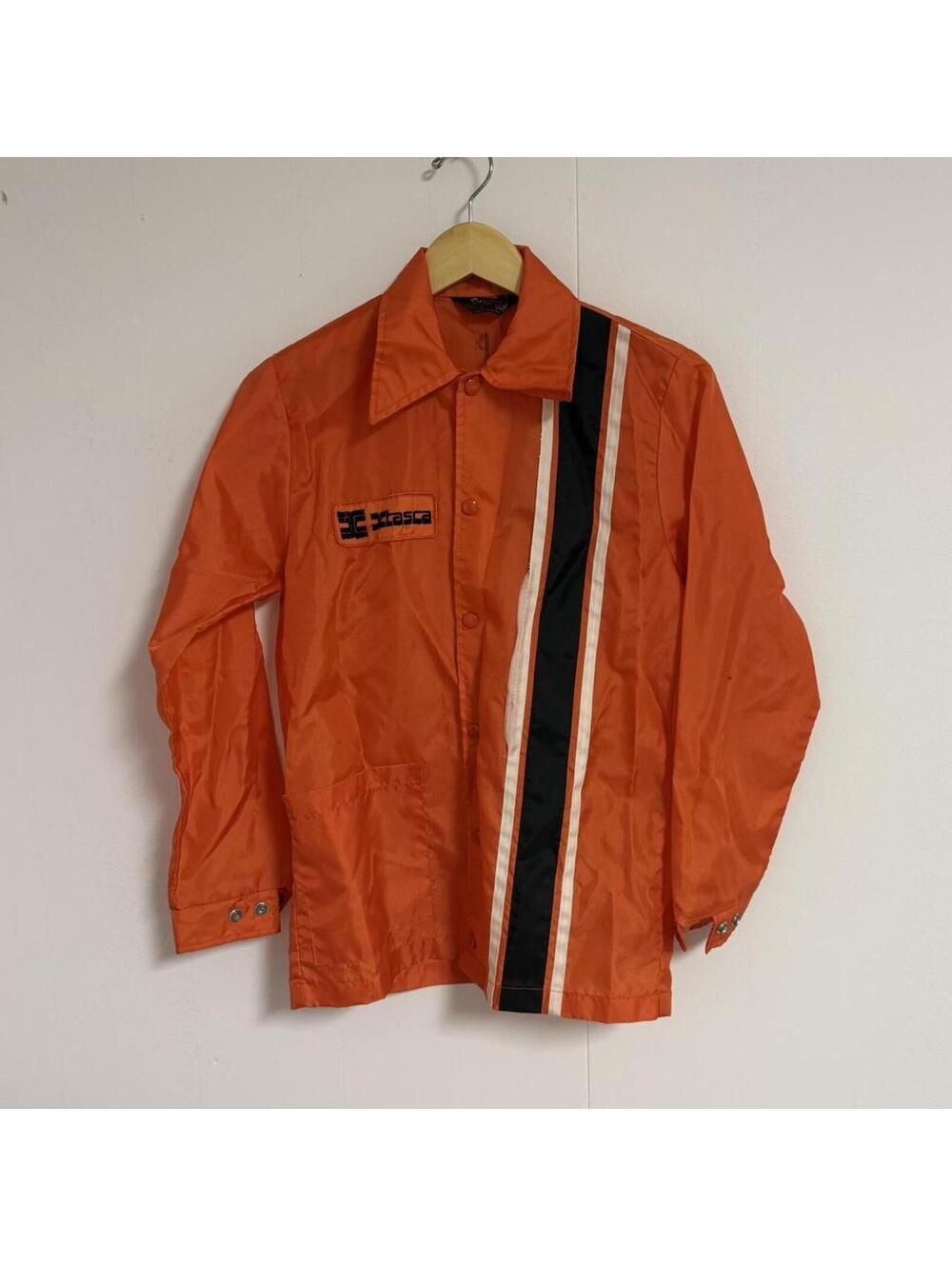 Itasca Vintage Orange Nylon Jacket with Black and White Stripe